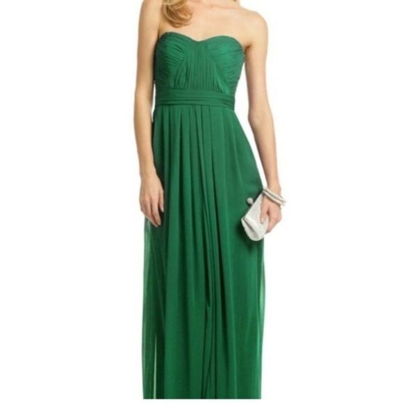 Badgley Mischka Designer Green Chiffon Gown Sweetheart Neckline - Picture 2 of 12